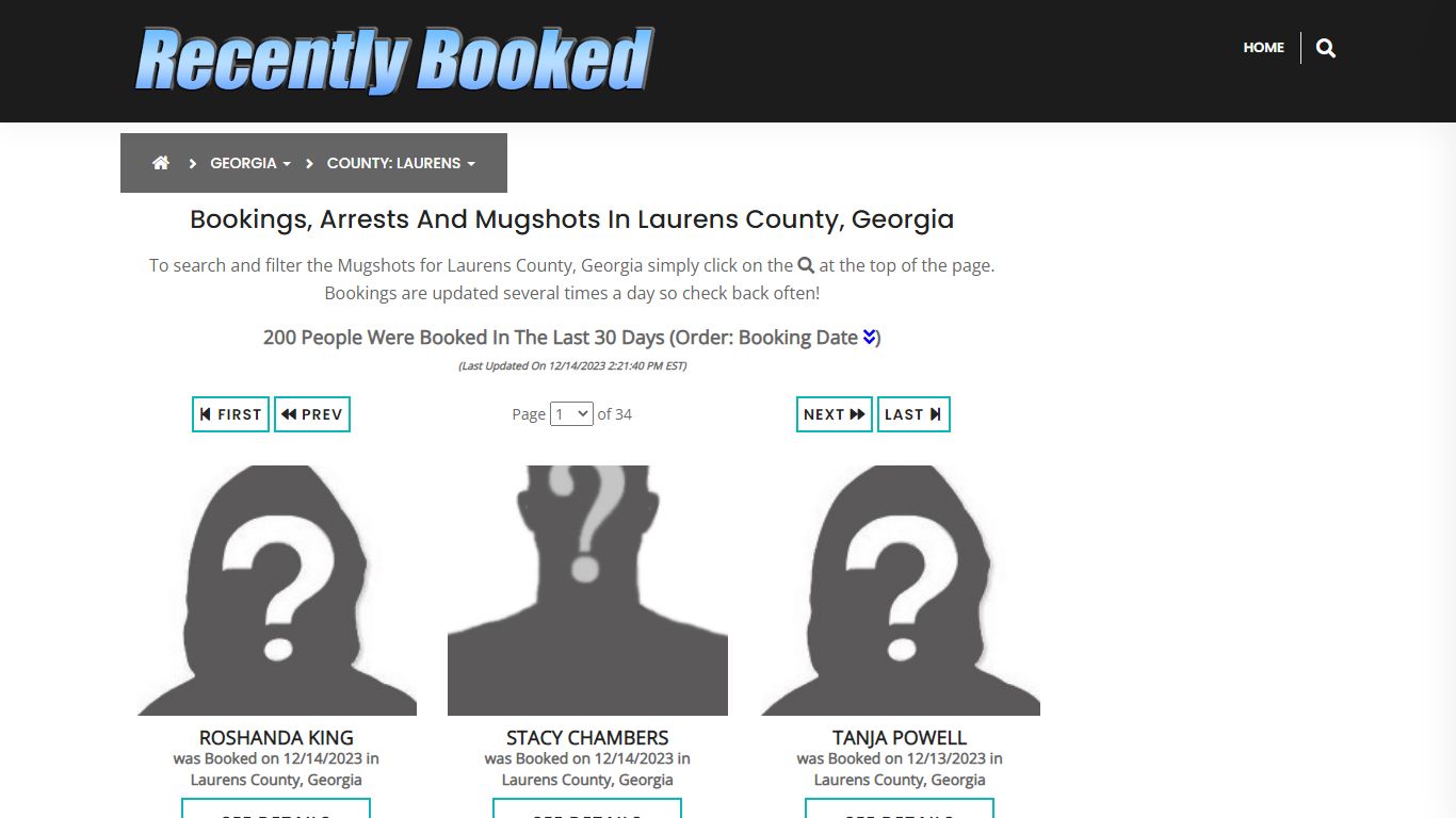 Recent bookings, Arrests, Mugshots in Laurens County, Georgia